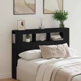 VidaXL Tăblie LED Stejar negru 140 x 18.5 x 103.5 cm Lemn compozit