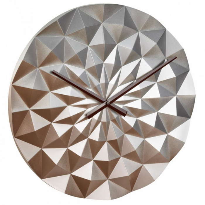 Ceas de perete TFA, 39.6 cm, plastic, model diamant, Auriu