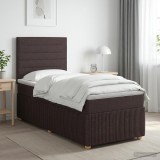 Cumpara ieftin Pat cu arcuri LED si saltea Maro inchis 90 x 190 cm Tesatura