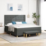 VidaXL Pat cu arcuri cu saltea Gri &icirc;nchis 180 x 200 cm țesătură