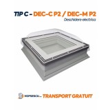 Fereastra cu cupola Tip C pentru acoperis terasa, Fakro model DEC-C P2 / DEC-M P2, cu deschidere electrica