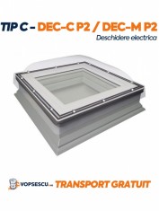 Fereastra cu cupola Tip C pentru acoperis terasa, Fakro model DEC-C P2 / DEC-M P2, cu deschidere electrica foto
