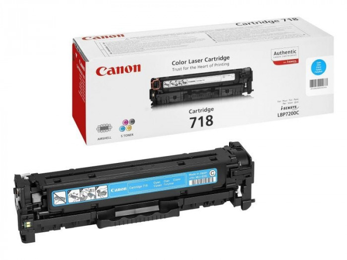 Toner canon crg718c cyan capacitate 2900 pagini pentru lbp-7200cdn