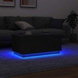 VidaXL Masuta de cafea cu lumini LED Stejar negru 90x49x40 cm