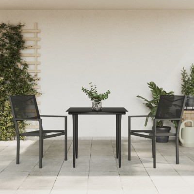 Gossi set mobilier de gradina, 3 piese, negru, textilena si otel foto