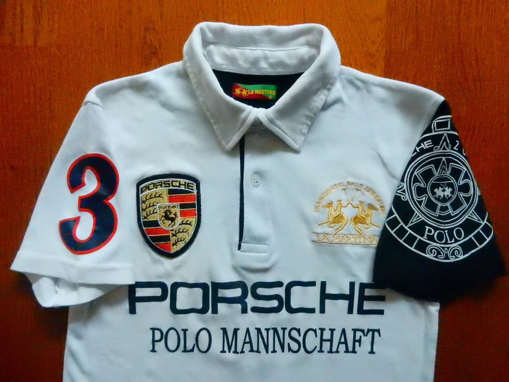 Tricou La Martina Porsche Polo Team 3. Marime S, vezi dimensiuni exacte; ca  nou | arhiva Okazii.ro