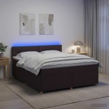 Cumpara ieftin Pat boxspring cu saltea Maro inchis 140 x 190 cm Tesatura
