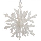 Ornament Brad Crăciun, Fulg 3D, Alb Irizat, 15 cm, Oem