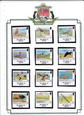 DB1 Colonii Ins. Falkland 1998 Fauna Pasari 12 v. MNH in haviduri pe foaie de album foto