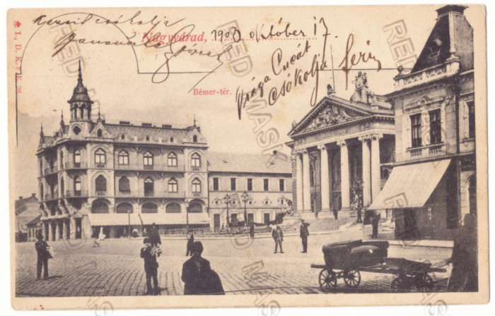 1 - ORADEA, Market, Litho, Romania - old postcard - used - 1903