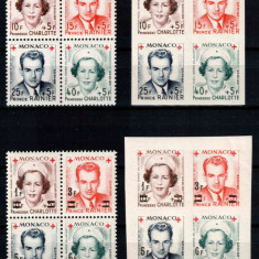 Monaco 1949 1951, Mi #397-400 + 451-454 AB, Crucea Rosie, Printul Rainier, MNH!