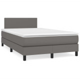 vidaXL Pat box spring cu saltea, gri, 120x190 cm, piele ecologică 3269811