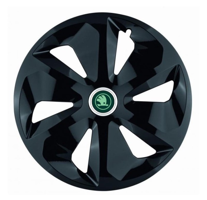 Set 4 capace roti pentru Skoda Nou Verde, model Roco Black, R15