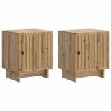 vidaXL Dulap de noapte 2 pcs Stejar Artizanal 43 x 34,5 x 50 cm 893894