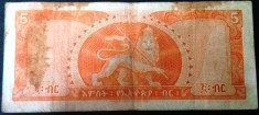 SV * Etiopia / Ethiopia 5 FIVE ETHIOPIAN DOLLARS 1966 * +/-VF foto