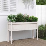 Cumpara ieftin Jardinier de grădină cu picioare, alb, 110x31x70 cm, lemn masiv