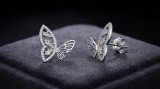 Cercei Statement din Argint 925 in Forma de Fluture 3D cu Zirconiu