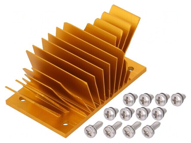 Radiator extrudat cu aripioare BGA aurie 37mm x 58mm