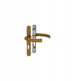 Cumpara ieftin Maner pentru usa PVC, Jowisz, cu sild pentru cilindru, cu arc, material aluminiu, culoare bronz, 92 x 32 mm