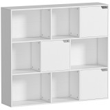 HOMCOM Bibliotecă cu Cuburi cu 6 Secțiuni Deschise și 3 &Icirc;nchise din Lemn Alb | Aosom Romania