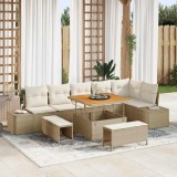 VidaXL Set de canapele pentru grădină cu pernă 9 pcs Bej Rattan poli