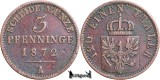 1872 A, 3 Pfenninge - Wilhelm I - Regatul Prusiei