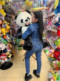 Urs Panda Plus Gigant 120cm cu Papion, Jucarie Copii Baieti Fete Unisex, Cadou Ideal, Material Plus Bumbac, Diferite Culori