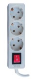 Prelungitor electric 5 m cu 3 prize Schuko, intrerupator, 16A, alb