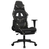 Cumpara ieftin Scaun de gaming cu suport picioare, negru/camuflaj, piele eco