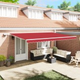 Marchiză manuală retractabilă vidaXL cu LED Roșie 500x300 cm