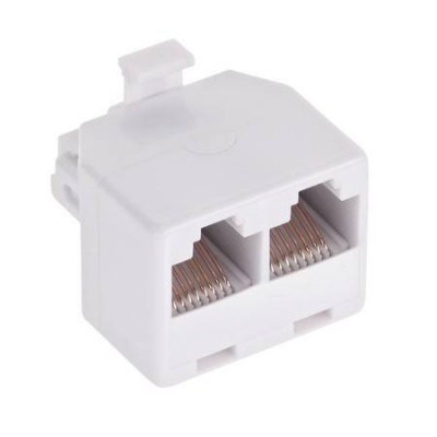 Adaptor RJ45 8p8c tata la 2x mama RJ45 alb foto