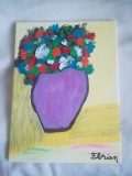 TABLOU PE PANZA CU SASIU NOU 30X40 CM VAS CU FLORI