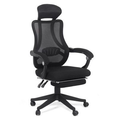 Scaun birou ergonomic OFF 927, mesh, recliner, suport picioare retractabil, 100 kg, negru foto