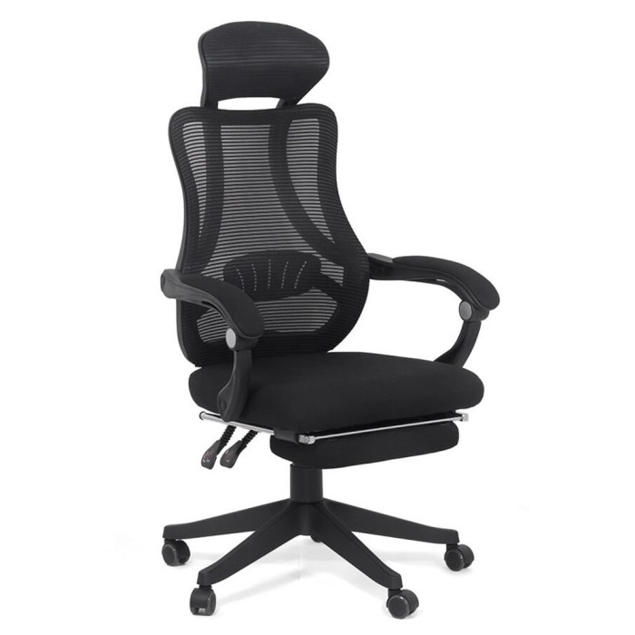 Scaun birou ergonomic OFF 927, mesh, recliner, suport picioare retractabil, 100 kg, negru
