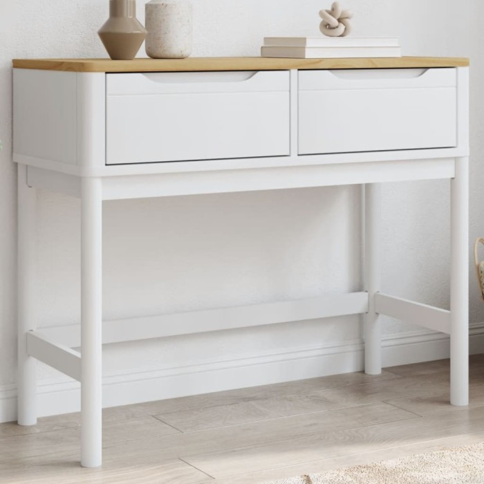 vidaXL Măsuță consolă FLORO alb 89,5x36,5x73 cm lemn masiv de pin 374021