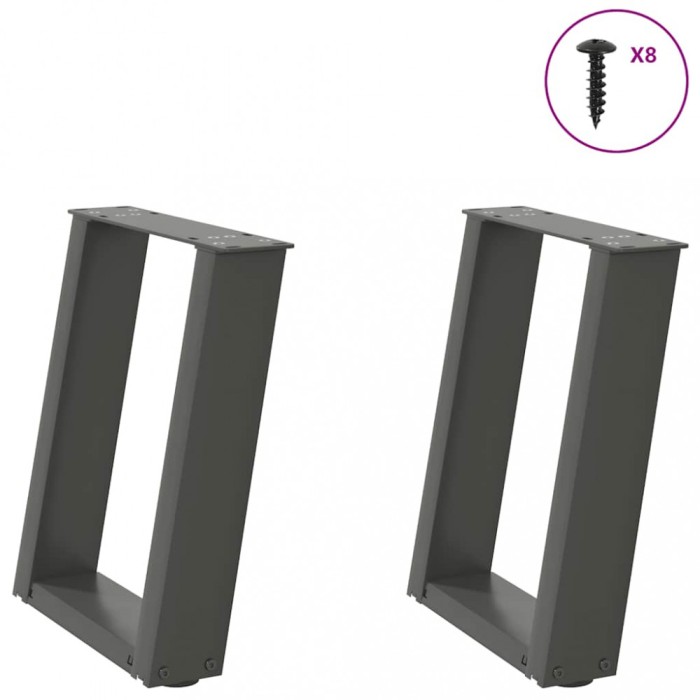 vidaXL Picioare pentru măsuță de cafea &icirc;n formă de U, 2 buc., antracit, 28x(42-43) cm, oțel 4012758