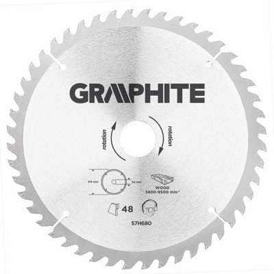 Panza ferastrau circular 48 dinti varfuri HM 216x30mm GRAPHITE 57H680 HardWork ToolsRange foto
