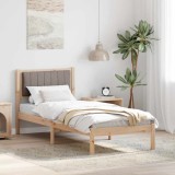 vidaXL Cadru de pat cu tăblie tapițată Gri taupe 75 x 190 cm țesătură 878302