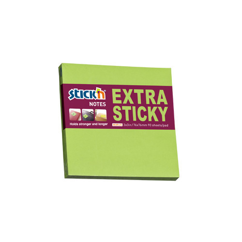 Notes Autoadeziv Extra-sticky 76 X 76mm, 90 File, Stick&quot;n - Verde Neon