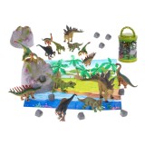 Set 7 figurine dinosauri cu covoras din folie si accesorii