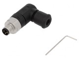 Conector M8 tată 3 PIN 90&deg; IP67 pe cablu 4A