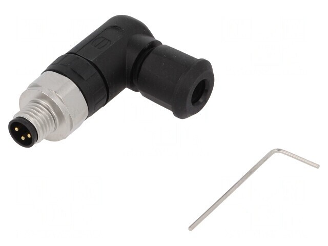 Conector M8 tată 3 PIN 90&deg; IP67 pe cablu 4A