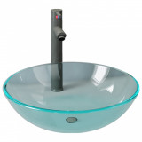 Cumpara ieftin Chiuveta baie, robinet si scurgere tip push, transparent sticla