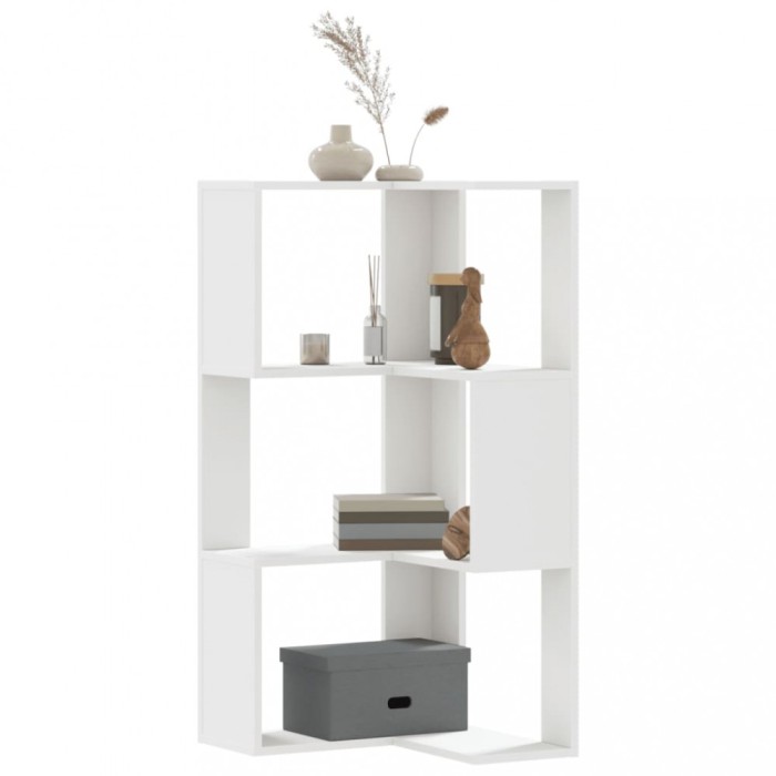 vidaXL Bibliotecă 3 niveluri alb 50x50x102 cm lemn prelucrat 852591