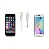 Cablu USB 2.0 la micro USB + iPhone Lightning 1m Alb, GC-27W*, Oem