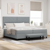 VidaXL Pat cu arcuri și saltea &amp; bancă gri deschis 200x200 cm țesătură