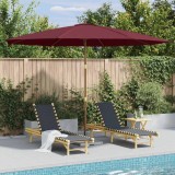 vidaXL Umbrelă de soare de exterior cu st&acirc;lp din lemn, vișiniu, 350 cm