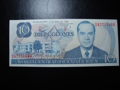 COSTA RICA 10 COLONES 1986 UNC foto