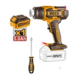 Pistol de Aer Cald 20V 30-550&deg;C cu Afisaj LCD Debit 100-200L/min Acumulator 5.0Ah HGLI20035 &ndash; suflanta aer cald profesionala reglabila
