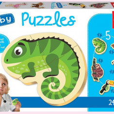 Puzzle 5 in 1 5 3 3 4 4 piese Baby Tropical Animals